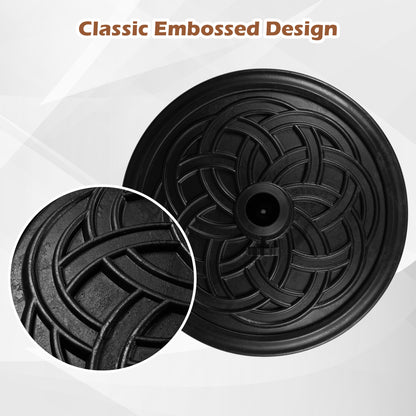 Base d'ombrelle ronde de 24 lbs, bouton réglable, 2 adaptateurs, noir