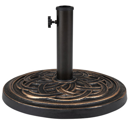 Base d'ombrelle ronde de 24 Lbs, bouton réglable, 2 adaptateurs, bronze