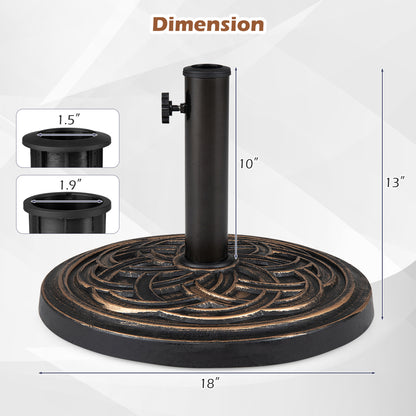 Base d'ombrelle ronde de 24 Lbs, bouton réglable, 2 adaptateurs, bronze