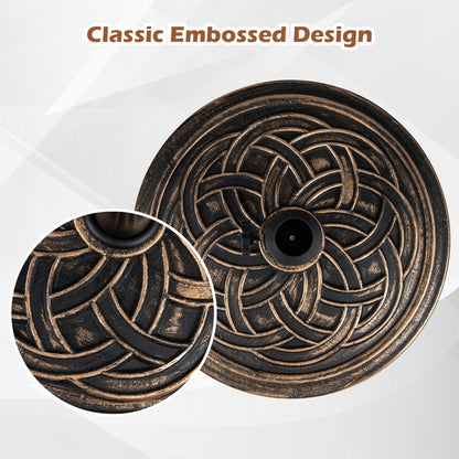 Base d'ombrelle ronde de 24 Lbs, bouton réglable, 2 adaptateurs, bronze