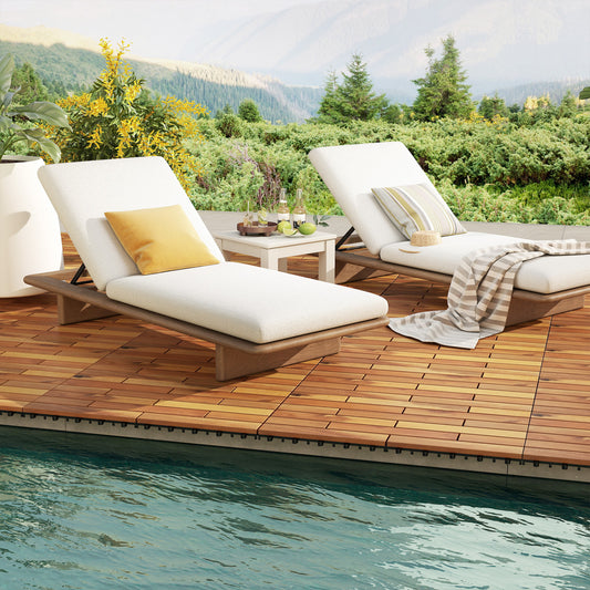 24 x 12 Inch 12 Pieces Acacia Wood Interlocking Deck Tiles with Waterproof Design, Natural Decorative Fencing & Flooring Natural at Gallery Canada