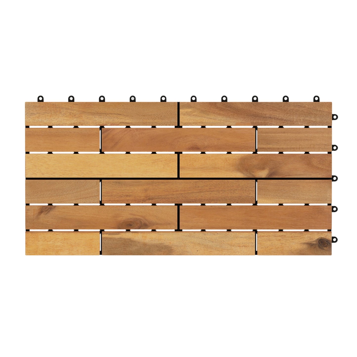 24 x 12 Inch 12 Pieces Acacia Wood Interlocking Deck Tiles with Waterproof Design, Natural Decorative Fencing & Flooring at Gallery Canada