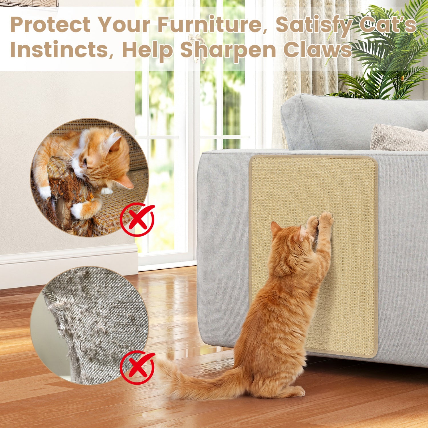 24 x 16 Inch Cat Scratcher Mat Set, 6-Piece Cat Trees Condos & Scratchers at Gallery Canada