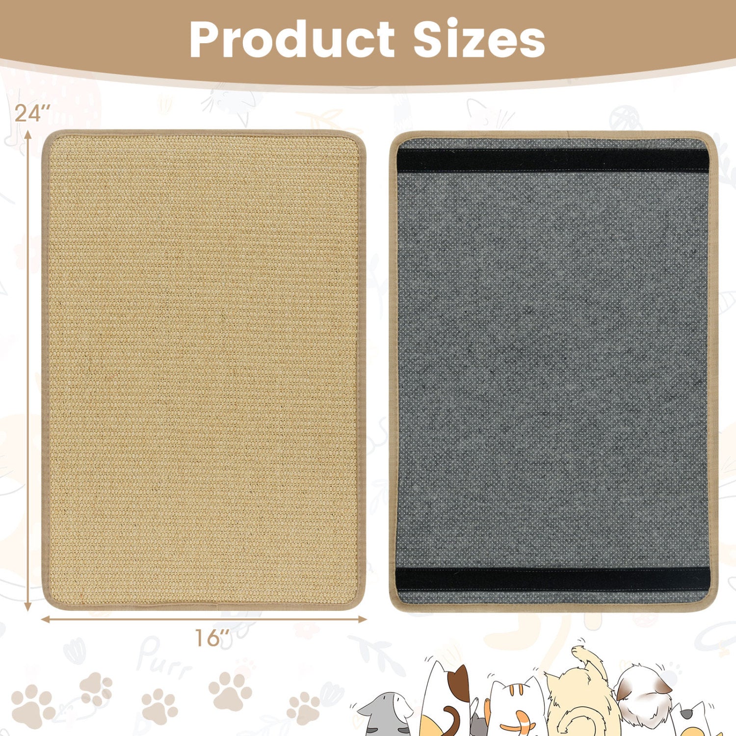 24 x 16 Inch Cat Scratcher Mat Set, 6-Piece Cat Trees Condos & Scratchers at Gallery Canada