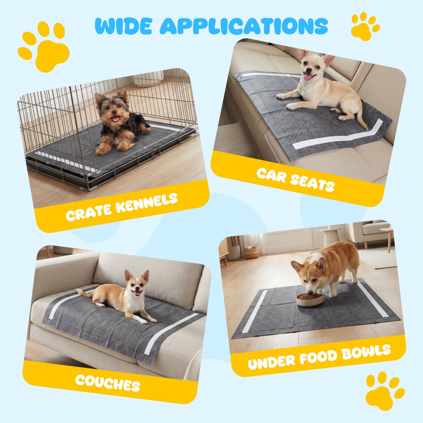 24" x 24" Dog Pee Pads, 6-Layer, Charcoal, Black Dog Supplies at Gallery Canada