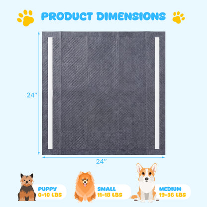 24" x 24" Dog Pee Pads, 6-Layer, Charcoal, Black Dog Supplies at Gallery Canada