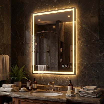 24 x 32 Inch LED Bathroom Mirror, Frontlit And Backlit, Silver Wall Mirrors at Gallery Canada