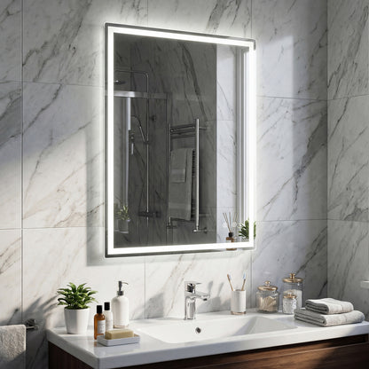 24 x 32 Inch LED Bathroom Mirror, Frontlit And Backlit, Silver Wall Mirrors at Gallery Canada