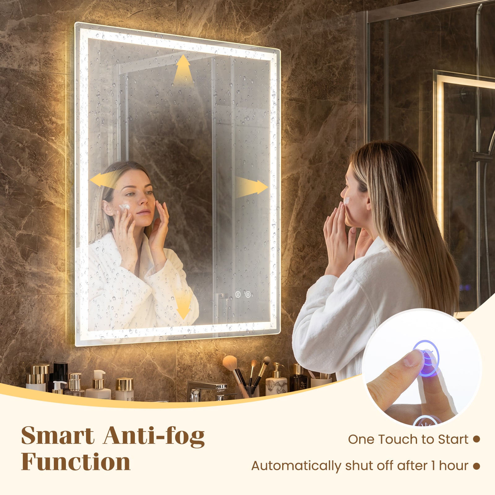 24 x 32 Inch LED Bathroom Mirror, Frontlit And Backlit, Silver Wall Mirrors at Gallery Canada