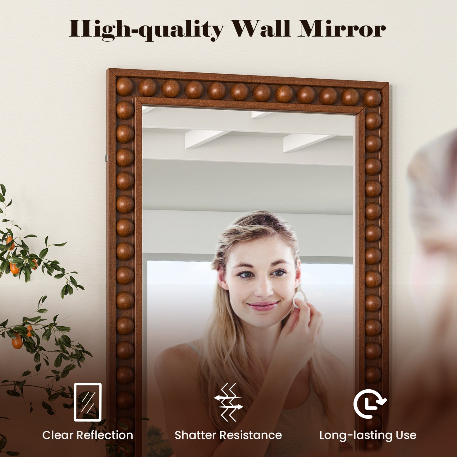 24 x 36 Inches Rustic Wall Mirror, Solid Wood Frame, Brown Wall Mirrors at Gallery Canada