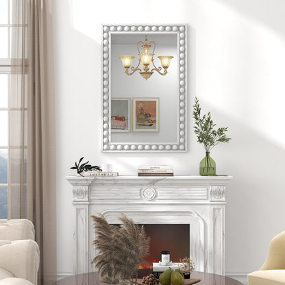 24 x 36 Inches Rustic Wall Mirror, Solid Wood Frame, White Wall Mirrors at Gallery Canada