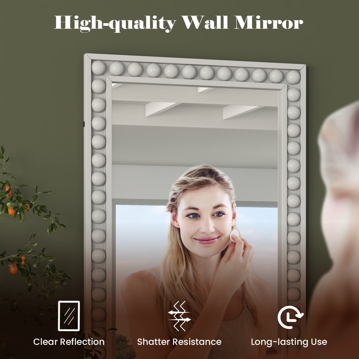 24 x 36 Inches Rustic Wall Mirror, Solid Wood Frame, White Wall Mirrors at Gallery Canada