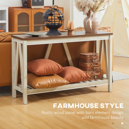 Farmhouse Console Table with Storage Shelf, Rustic Sofa Table, Oak Console Tables at Gallery Canada