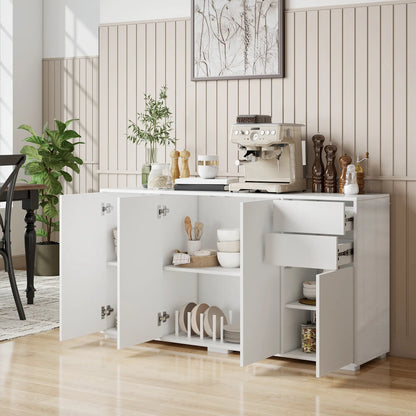 Kitchen Sideboard Storage Cabinet, Modern Coffee Bar with 2 Drawers, White Bar Cabinets at Gallery Canada