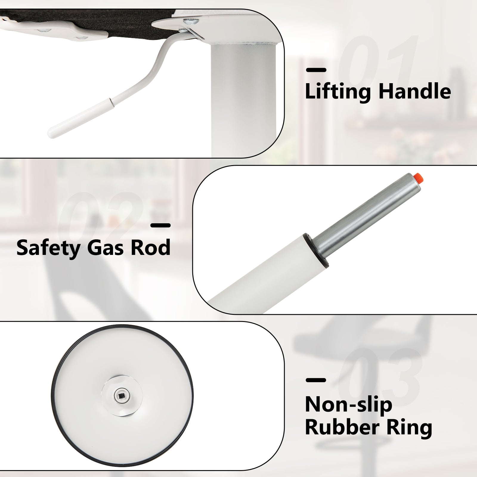 Bar Stools Set of 2 with Enlarged PU Leather Seat and Footrest, White Bar Stools at Gallery Canada