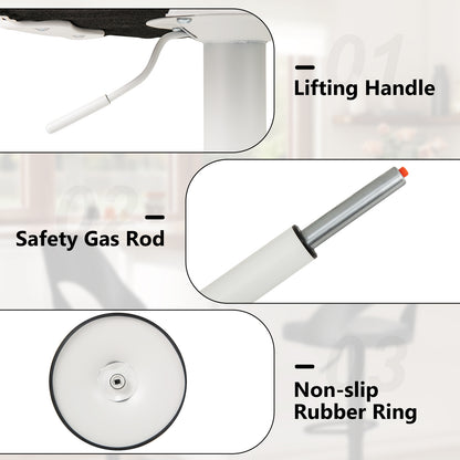 Bar Stools Set of 2 with Enlarged PU Leather Seat and Footrest, White Bar Stools at Gallery Canada