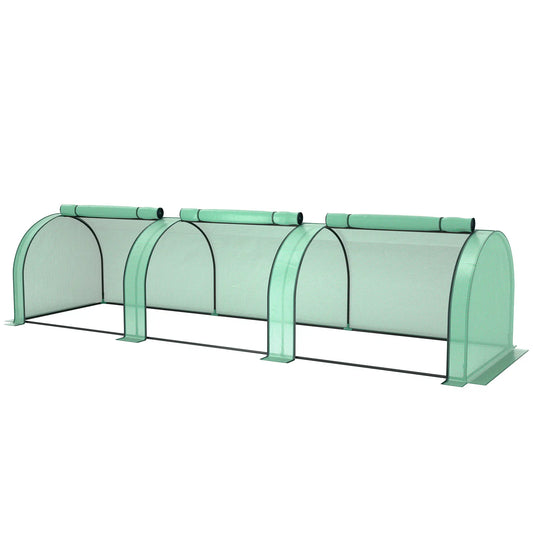 Mini Tunnel Greenhouse, PE Cover, Steel Frame, Zipped Doors, Green Greenhouses Green at Gallery Canada