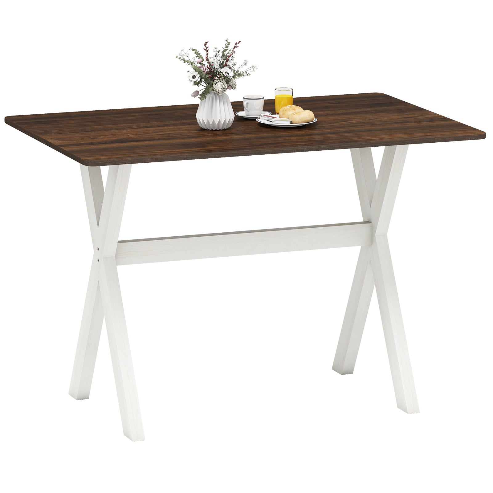 Modern Dining Table Wooden Kitchen Table with X-shaped Frame, White Dining Tables at Gallery Canada