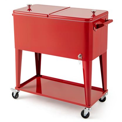 Portable Patio Cooler with Bottom Storage Shelf and Bottle Opener, Red Coolers at Gallery Canada