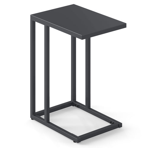 C-Shaped Side Table with Adjustable Foot Pads for Living Room Bedroom, Dark Gray