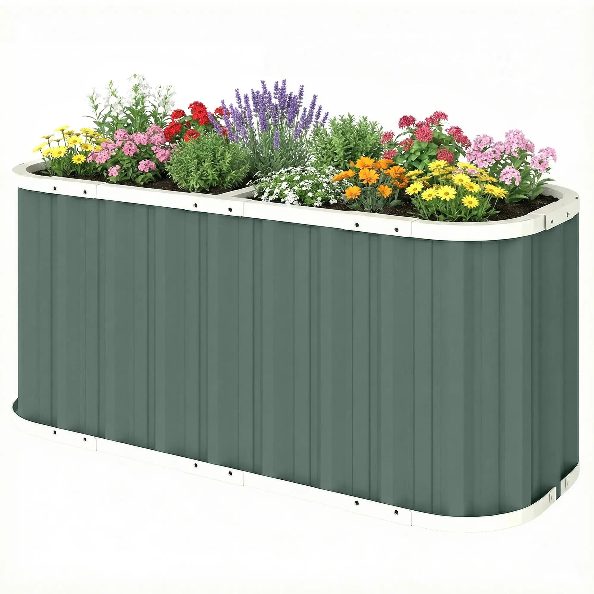 Galvanized Raised Garden Bed, Deep Rot Planter Box, 5' x 2' x 2', Light Green Galvanized Planter Boxes Light Green at Gallery Canada