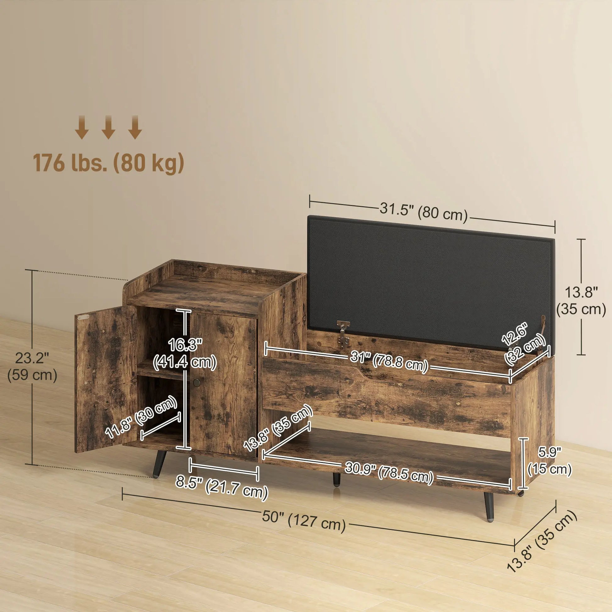 Storage Bench with Cushion, Hidden Compartments, Rustic Brown Shoe Storage Cabinets & Racks at Gallery Canada