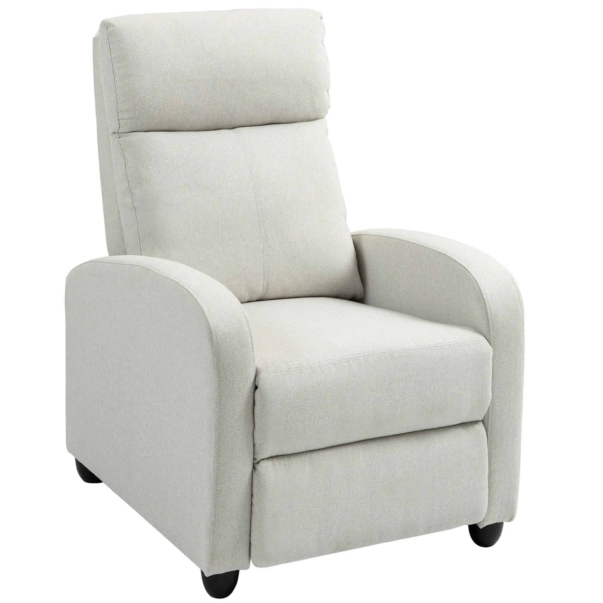 Fabric Recliner Chair, Manual Reclining Sofa, Padded Seat, Cream White Single Sofas at Gallery Canada