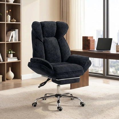 Big & Tall Office Chair, High Back, Snowflake Velvet, Black