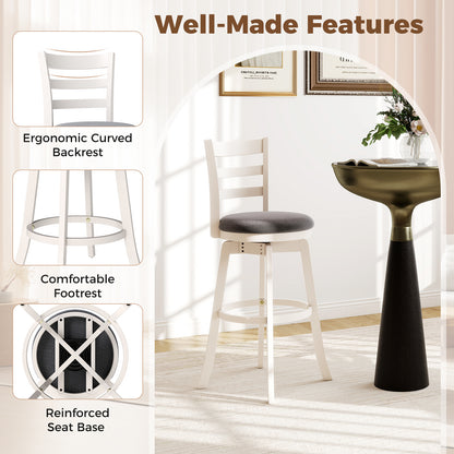 25"/30.5" Swivel Barstools Set of 2 360° Rotating Bar/Counter Height Chairs with Upholstered Seat-30.5 Inch Bar Stools at Gallery Canada