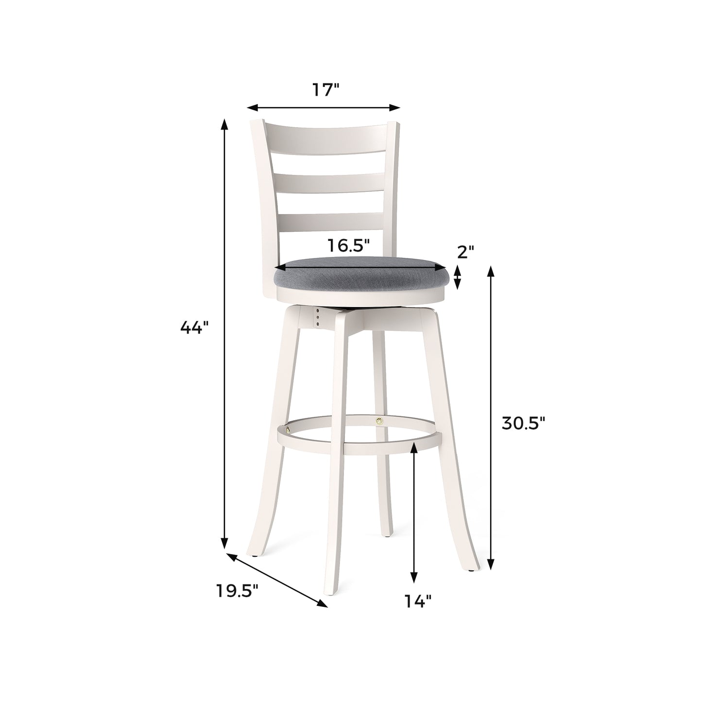 25"/30.5" Swivel Barstools Set of 2 360° Rotating Bar/Counter Height Chairs with Upholstered Seat-30.5 Inch Bar Stools at Gallery Canada
