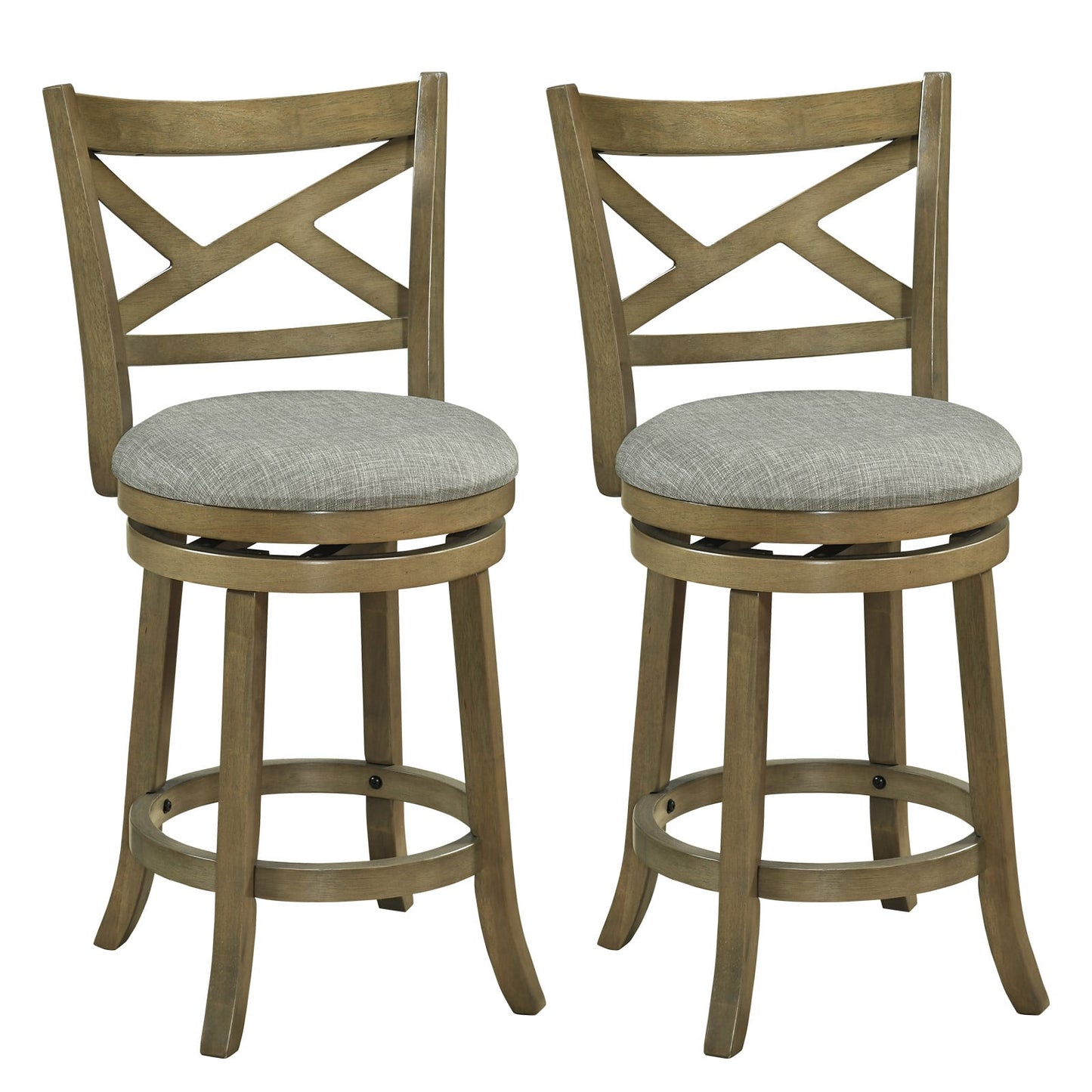 27 Inch Swivel Bar Stools, Set Of 2, Hollow Back, Soft-Padded Seat, Gray Bar Stools at Gallery Canada