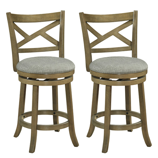 27 Inch Swivel Bar Stools, Set Of 2, Hollow Back, Soft-Padded Seat, Gray Bar Stools Gray at Gallery Canada