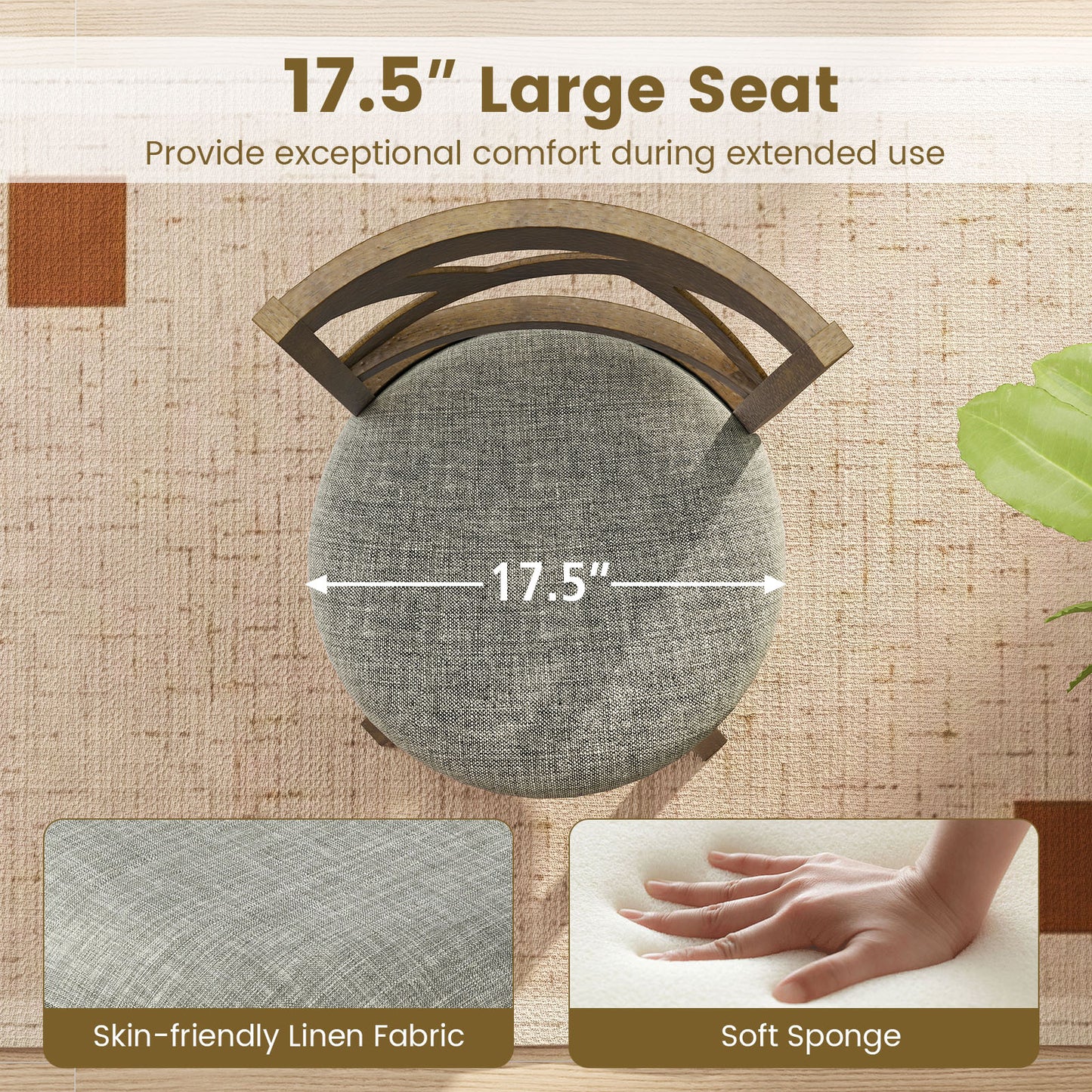 27 Inch Swivel Bar Stools, Set Of 2, Hollow Back, Soft-Padded Seat, Gray Bar Stools at Gallery Canada
