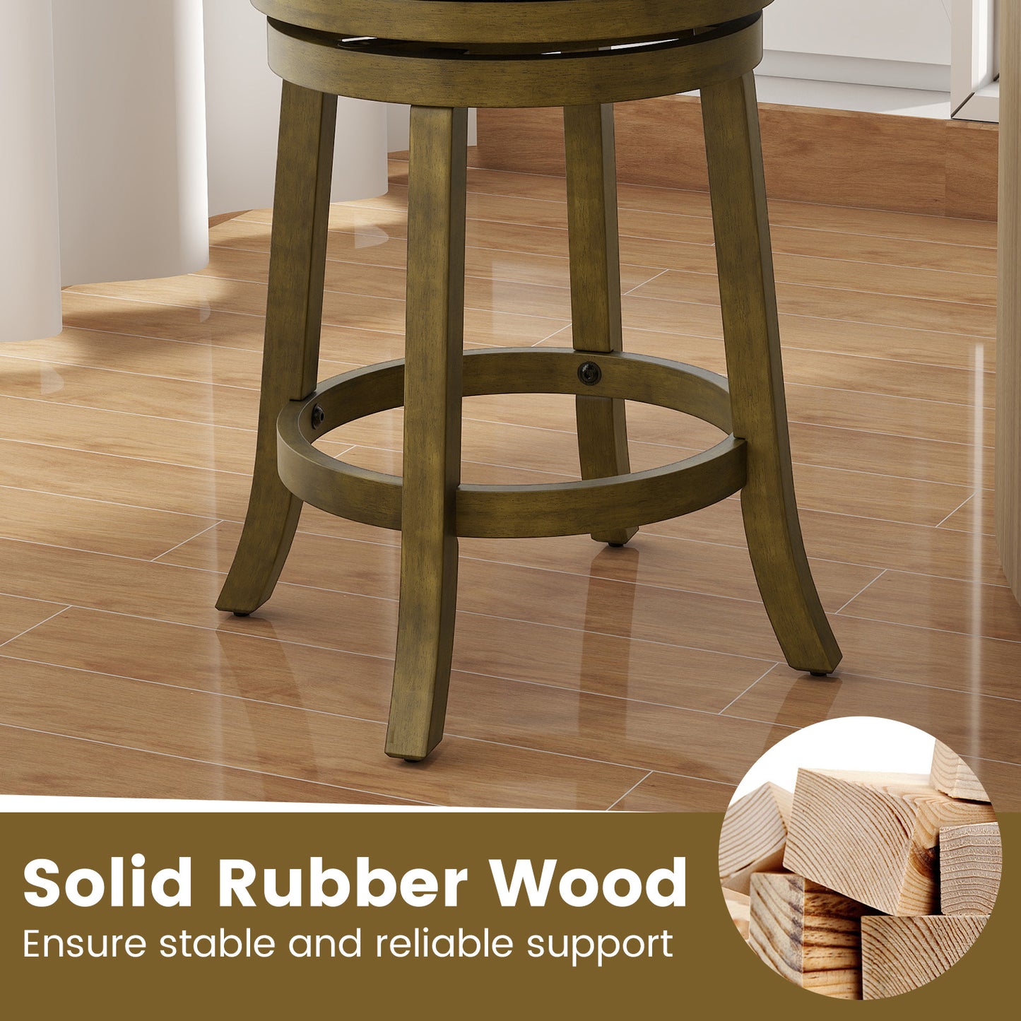27 Inch Swivel Bar Stools, Set Of 2, Hollow Back, Soft-Padded Seat, Gray Bar Stools at Gallery Canada