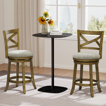 27 Inch Swivel Bar Stools, Set Of 2, Hollow Back, Soft-Padded Seat, Gray Bar Stools at Gallery Canada