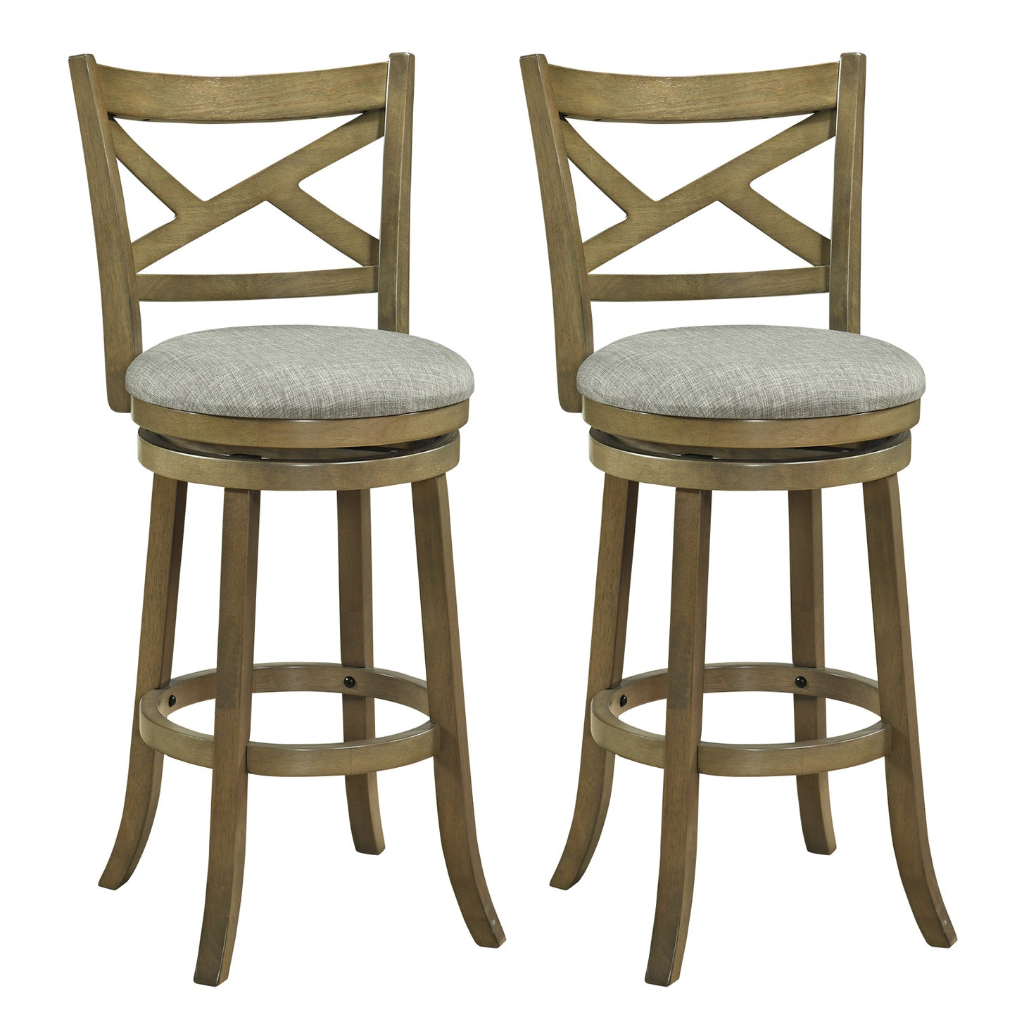 Swivel Bar Stools, Set of 2, 31 Inches, Gray Bar Stools at Gallery Canada