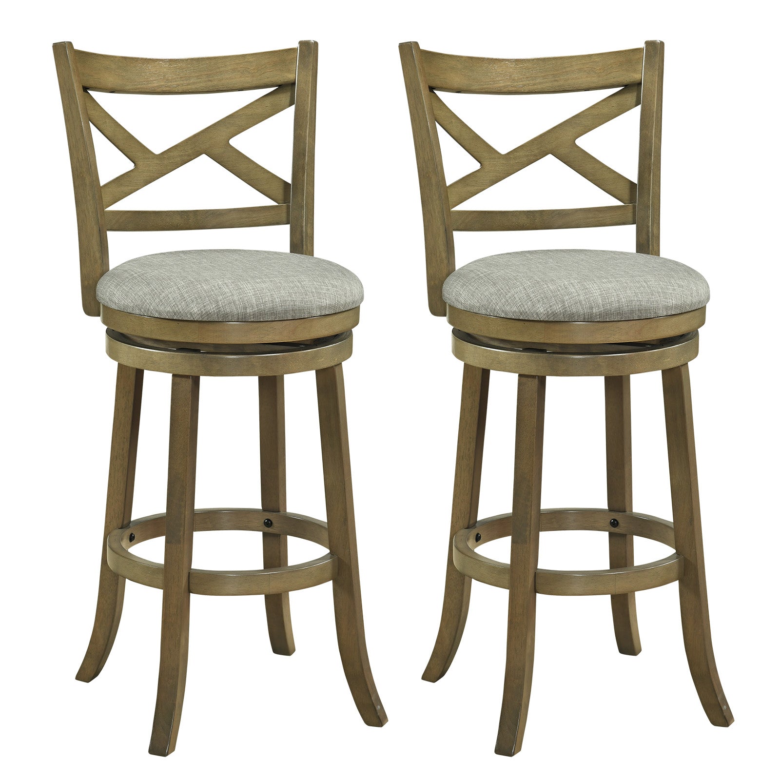 Swivel Bar Stools, Set of 2, 31 Inches, Gray Bar Stools Gray at Gallery Canada
