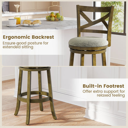 Swivel Bar Stools, Set of 2, 31 Inches, Gray Bar Stools at Gallery Canada