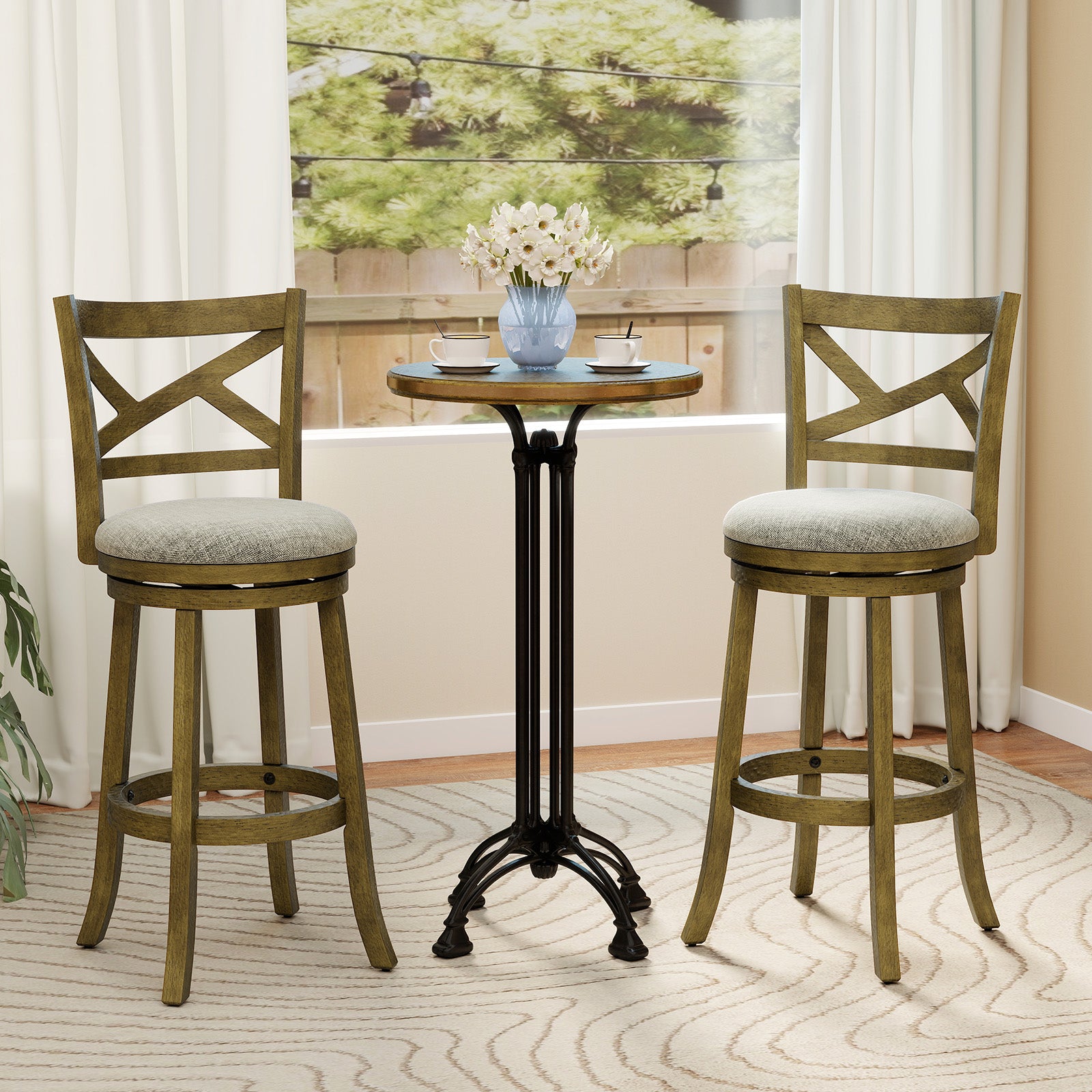 Swivel Bar Stools, Set of 2, 31 Inches, Gray Bar Stools at Gallery Canada