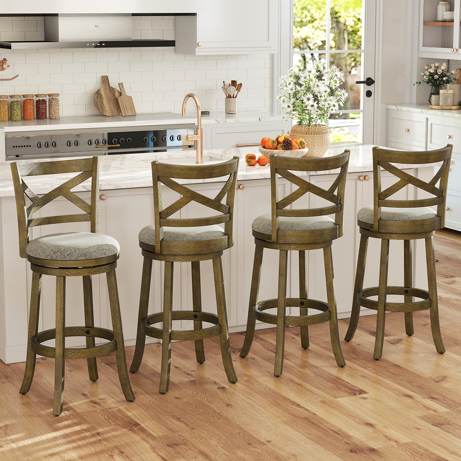 Swivel Bar Stools, Set of 2, 31 Inches, Gray Bar Stools at Gallery Canada