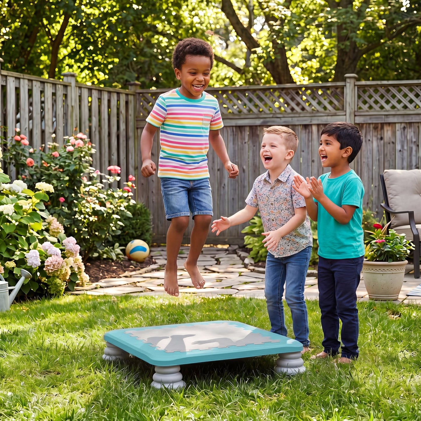 25.5 Inch Kids Mini Trampoline with 4 Removable and Non-Slip Foot Pads, Blue