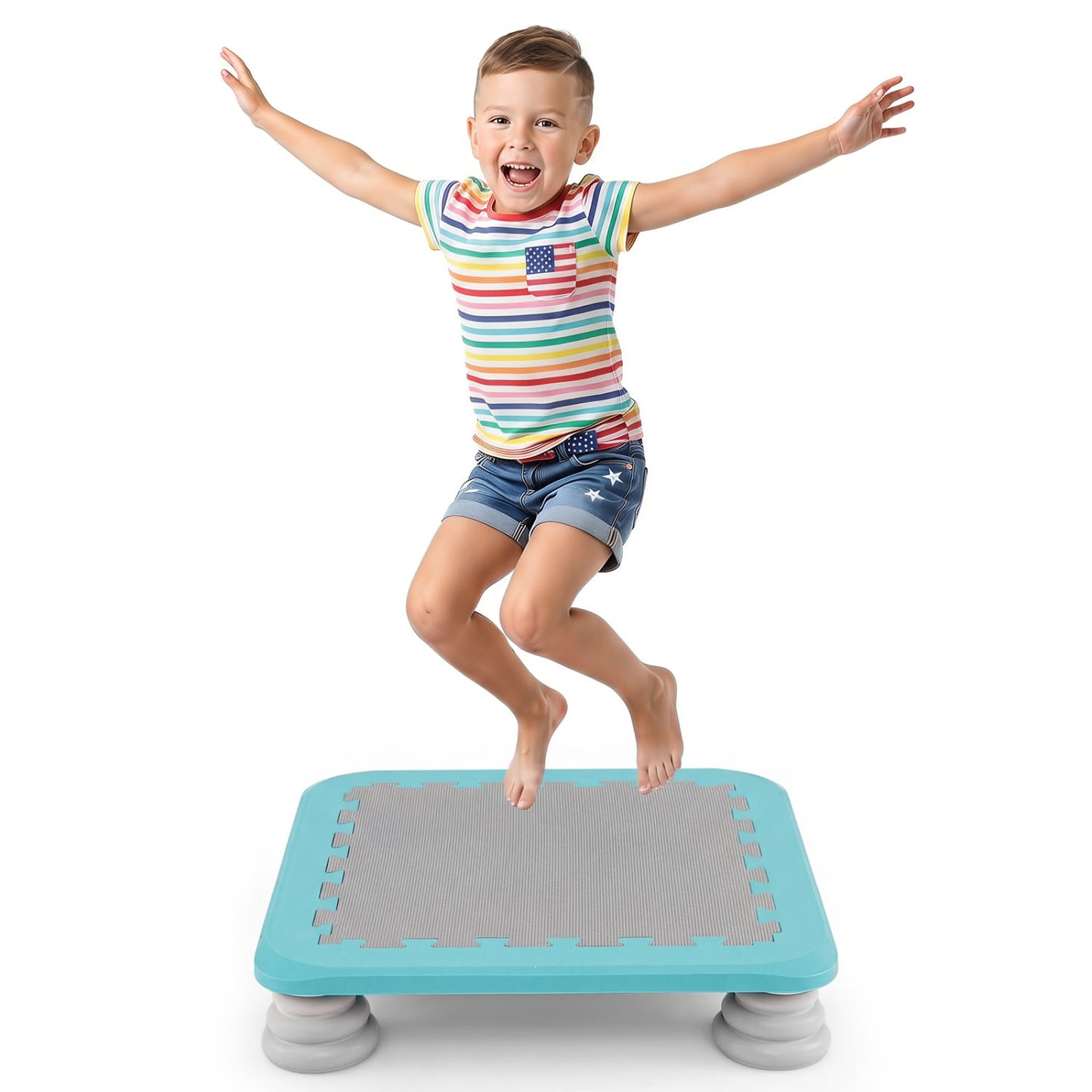 25.5 Inch Kids Mini Trampoline with 4 Removable and Non-Slip Foot Pads, Blue