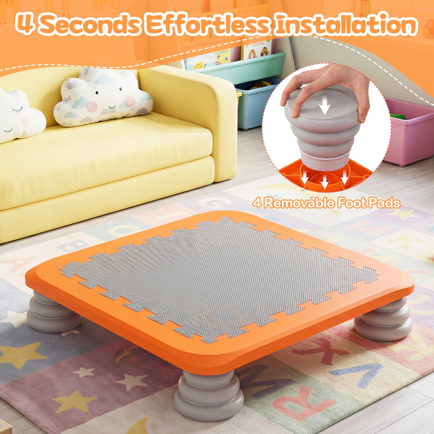 25.5 Inch Kids Mini Trampoline, Orange