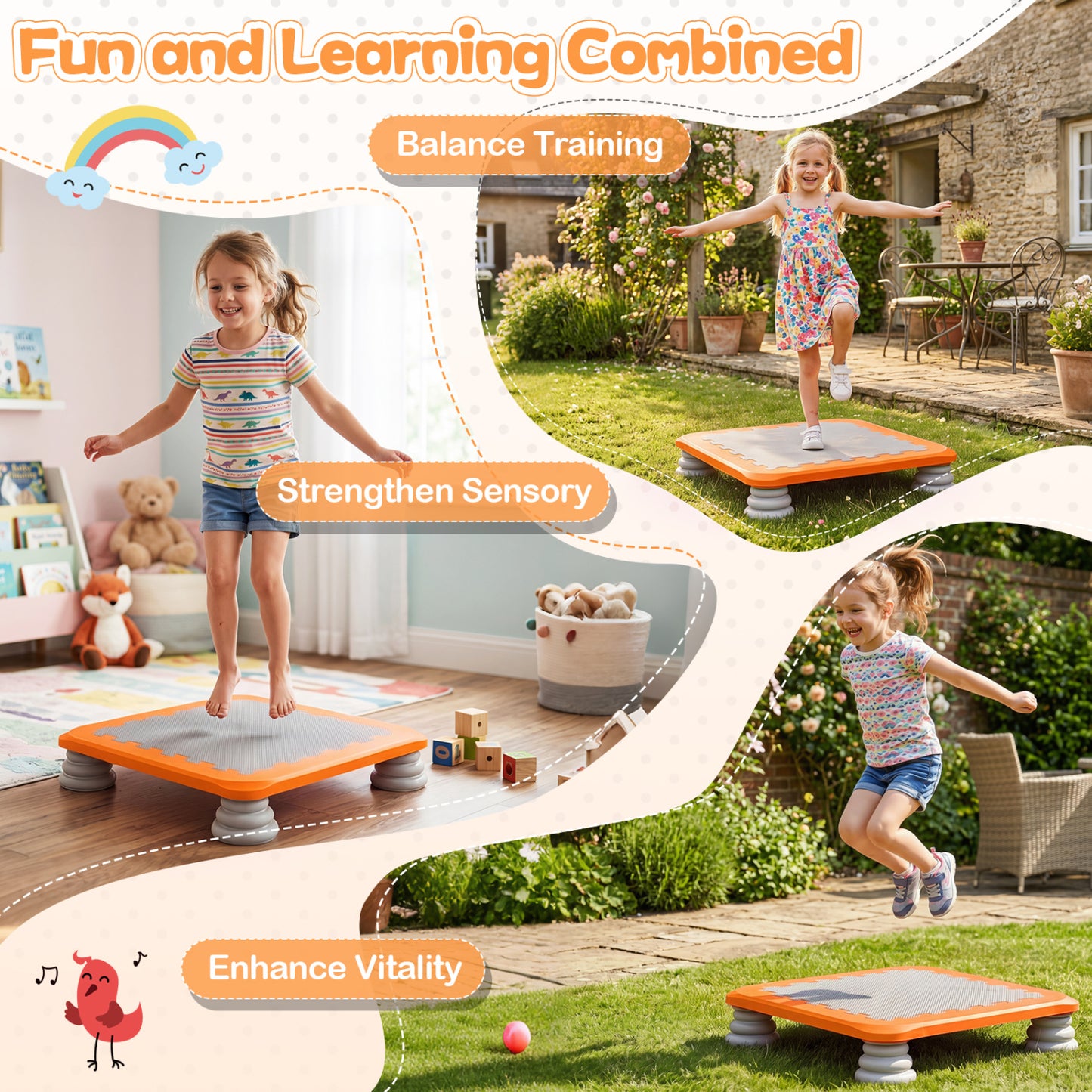 25.5 Inch Kids Mini Trampoline, Orange