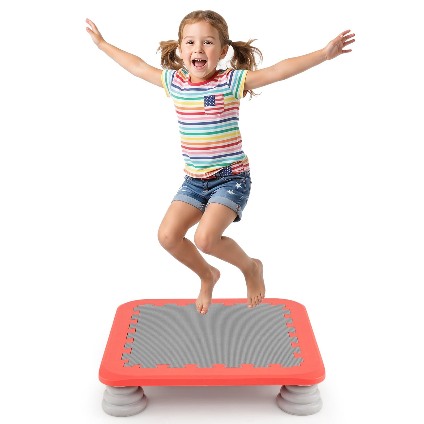 25.5 Inch Kids Mini Trampoline With 4 Non-Slip Foot Pads, Red