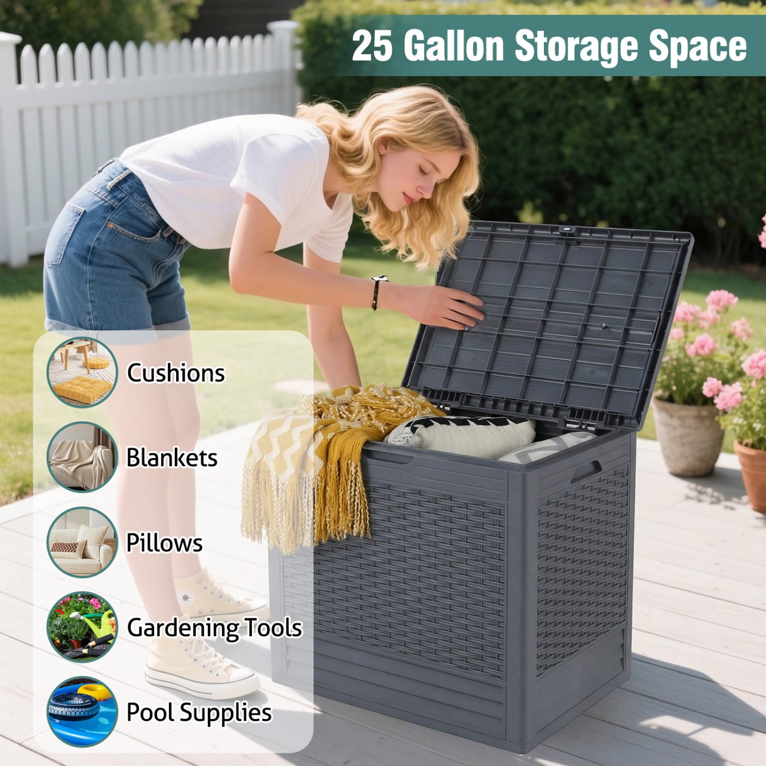 25 Gallon Outdoor Storage Box, Gray Sheds & Outdoor Storage at Gallery Canada