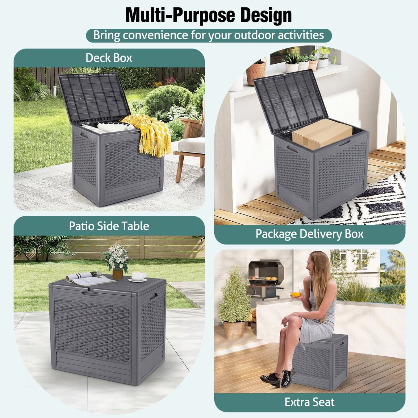25 Gallon Outdoor Storage Box, Gray Sheds & Outdoor Storage at Gallery Canada