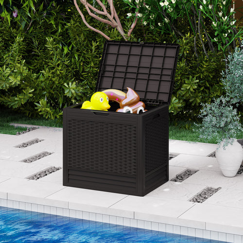 25 Gallon Outdoor Storage Box with Rattan Patterns, Brown