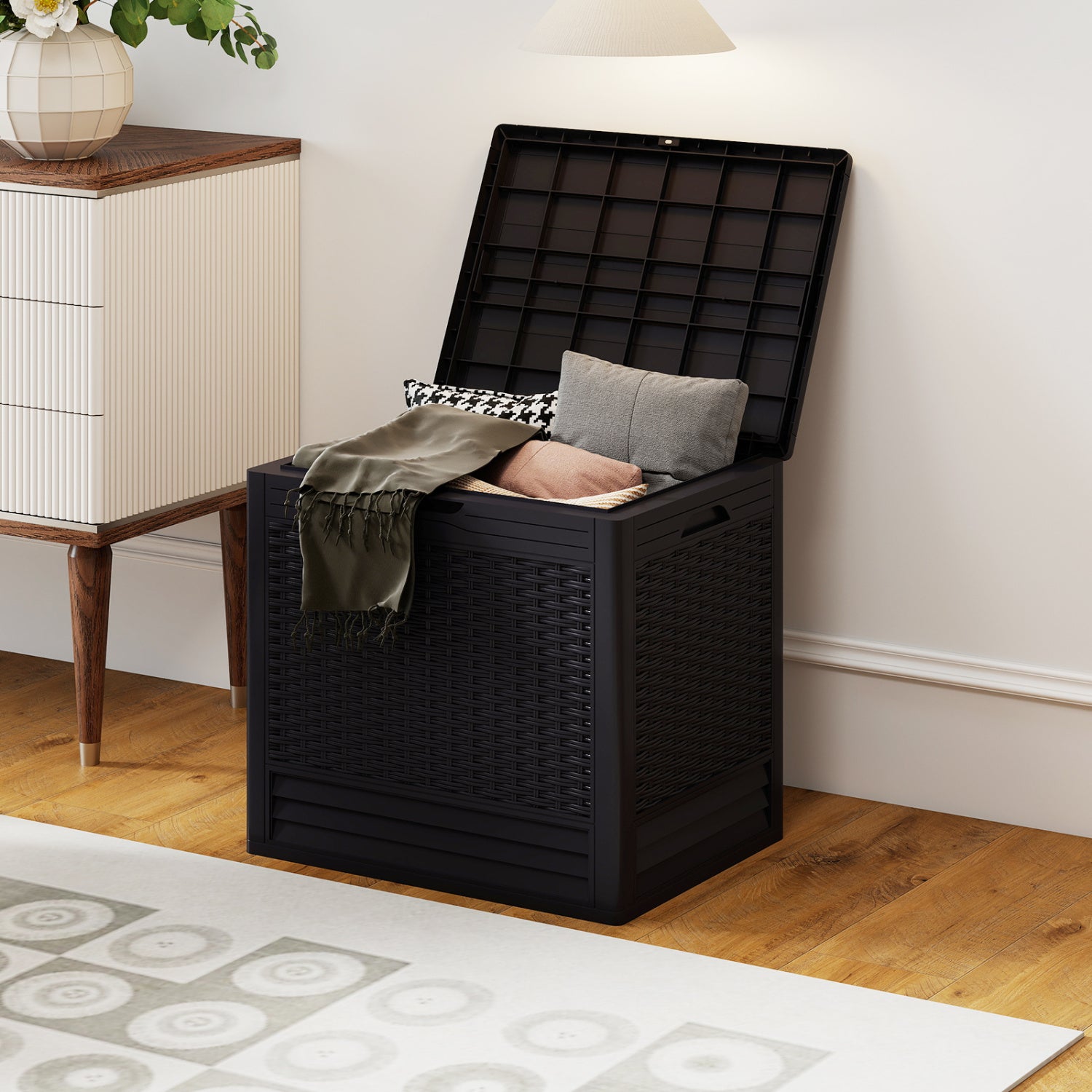 25 Gallon Outdoor Storage Box with Rattan Patterns, Brown Sheds & Outdoor Storage at Gallery Canada