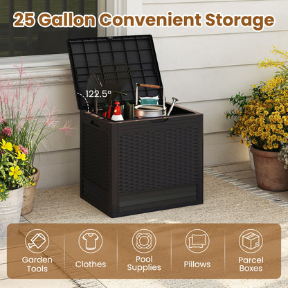 25 Gallon Outdoor Storage Box with Rattan Patterns, Brown Sheds & Outdoor Storage at Gallery Canada